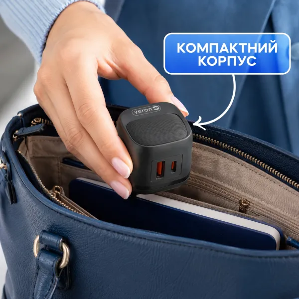 Блок живлення Veron TC20 20W PD USB-C/USB-A з кабелем Type-C 