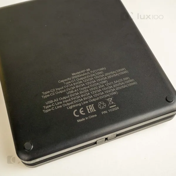 Повербанк для ноутбуку Kensa 30000 mAh 100W зі швидкою зарядкою + 2 USB-дроти для Wi-Fi роутера 12V в подарунок