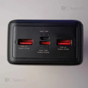 Повербанк Hoco 30000 mAh 22,5w+PD20W з швидкою зарядкою + 2 USB-дроти для вай фай роутера 9V/12V в подарунок, картинка 1