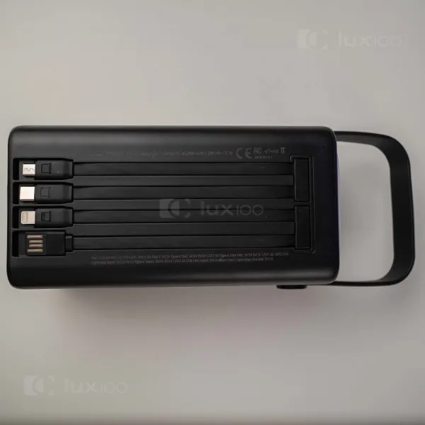 Повербанк PowerWay 80000 mAh 22,5W з висувним LED-ліхтарем + 2 USB-дроти для вай-фай роутера 9V/12V в подарунок