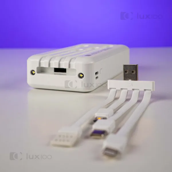 Повербанк PowerWay 20000mAh з вбудованими кабелями (Білий) + 2 USB-проводи для Wi-Fi роутера 9V/12V в подарунок