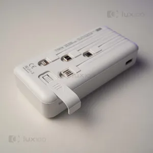 Повербанк PowerWay 20000mAh со встроенными кабелями (Белый) + 2 USB-провода для Wi-Fi роутера 9V/12V в подарок, картинка 2