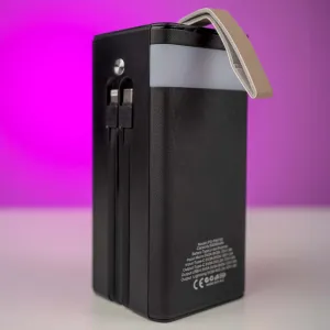 Повербанк Polygold 50000 mAh 22,5W с солнечной панелью + 2 USB-провода для вай-фай роутера 9V/12V в подарок, картинка 2