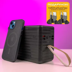 Повербанк PowerWay 120000 mAh с быстрой зарядкой 22,5W PD + 2 USB-провода для вай-фай роутера 9V/12V в подарок
