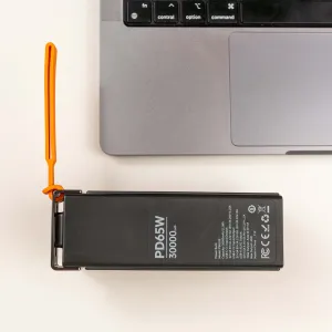 Повербанк для ноутбука Budi 30000 mAh 65W с быстрой зарядкой PD + светодиодная USB LED-лампа 10х15 см в подарок, картинка 2