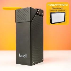 Повербанк для ноутбука Budi 30000 mAh 65W с быстрой зарядкой PD + светодиодная USB LED-лампа 10х15 см в подарок
