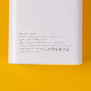 Повербанк VEN-DENS 20000mAh 22,5W с быстрой зарядкой (Белый) + светодиодная USB LED-лампа 10х15 см в подарок, картинка 2