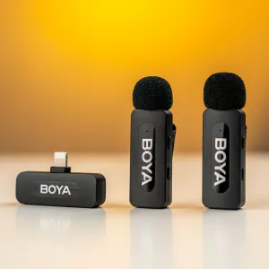 Двойной беспроводной петличный микрофон Boya BY-V2 Lightning новая версия V2.0 для iPhone