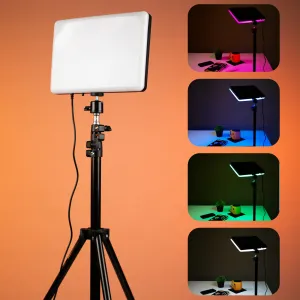 Студийный цветной видеосвет RGB 23х16 см со штативом 2.1 м