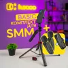 Комплект для SMM Basic: штатив для телефону 185 см на 4 ніжки та мікрофон-петличка HOCO оригінал Lightning/Type-C