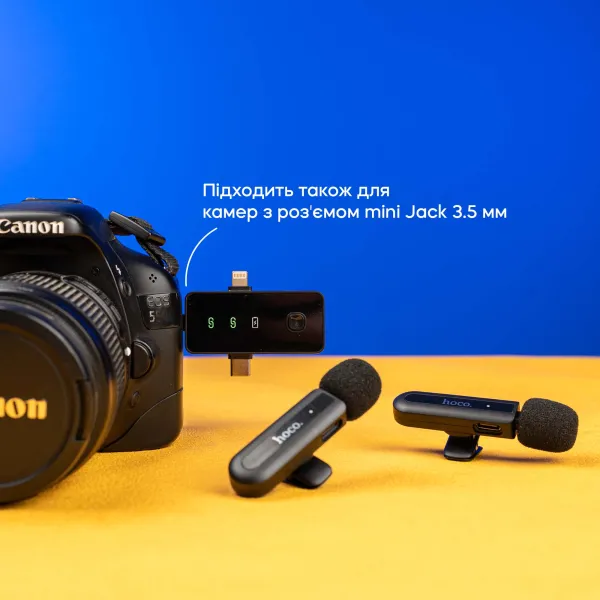 Професійний бездротовий петличний мікрофон Hoco оригінал L20 Type-C/Lightning/3.5mm
