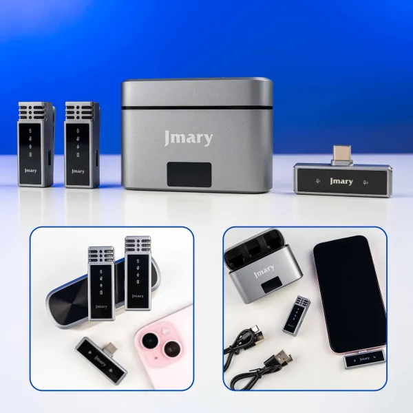Двойной микрофон петличка Jmary Type-C для телефона с зарядным кейсом