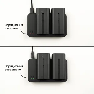 Двойное зарядное устройство для аккумуляторов F550 F750 F960 Micro USB 10W, картинка 1