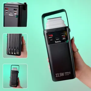 Повербанк 50000 mAh HOCO 22.5W з ліхтарем, швидкою зарядкою та 4 кабелями