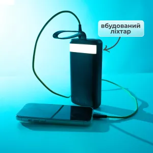 Повербанк 30000 mAh HOCO с быстрой зарядкой 22.5W PD20W и фонариком + видеосвет 10х15 см USB в подарок, картинка 1
