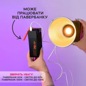 Свет для съемки 100W – мощный студийный свет со съемным рефлектором и питанием от повербанка, картинка 1