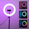 Кольцевая лампа разноцветная 26 см RGB со штативом на 2.1 м