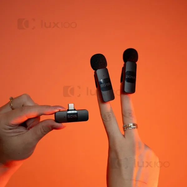 Профессиональный беспроводной двойной петличный микрофон Boya BY-V20 Type-C  + монопод 170см