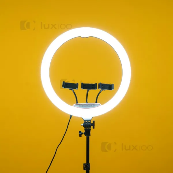 Кольцевая светодиодная LED лампа LUX100 диаметром 45 см на штативе 2.1м