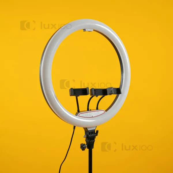 Кольцевая светодиодная LED лампа LUX100 диаметром 45 см на штативе 2.1м