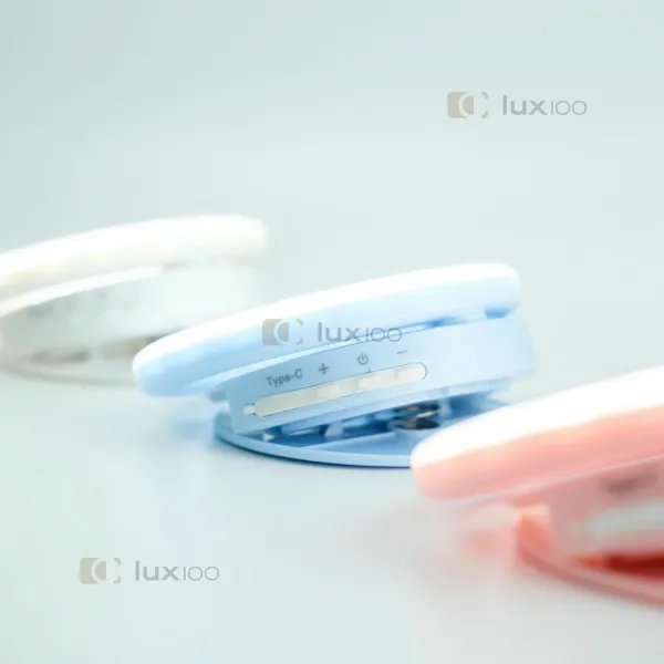 Селфі спалах 10 см LED на акумуляторі  з 5 рівнями освітлення та кріпленням на телефон