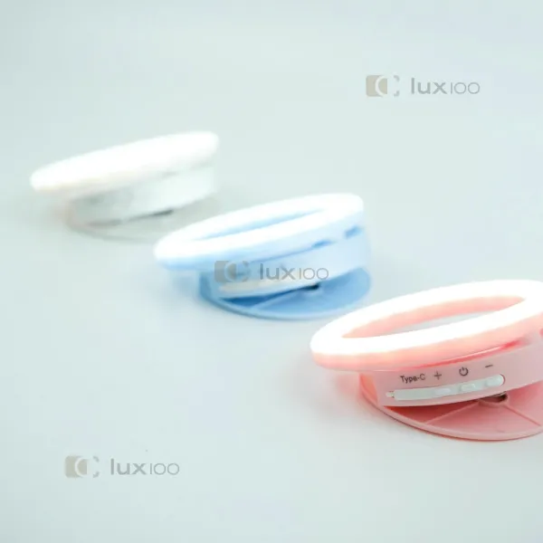 Селфі спалах 10 см LED на акумуляторі  з 5 рівнями освітлення та кріпленням на телефон