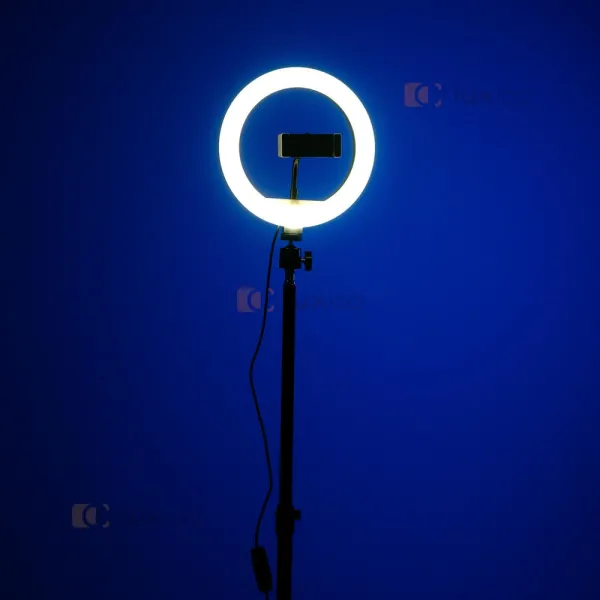 Кільцева світлодіодна LED лампа 20 см зі штативом на 2,1 м з живленням від павербанку та мережі 220 В