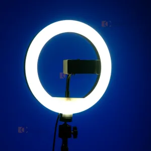 Кольцевая светодиодная LED лампа 20 см со штативом на 2,1 м с питанием от павербанка и сети 220 В