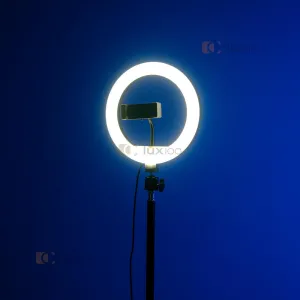 Кольцевая светодиодная LED лампа 20 см со штативом на 2,1 м с питанием от павербанка и сети 220 В, картинка 2