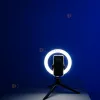 Кільцева світлодіодна LED лампа 20 см на тринозі з живленням від павербанку та мережі 220 В