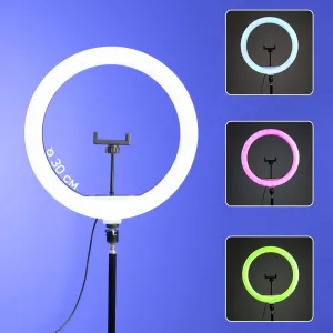 Компактна і зручна RGB кільцева лампа 30 см зі штативом 2.1 м лампа від повербанка та мережі 220 В
