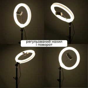 Кільцева світлодіодна Led RGB лампа з діаметром 26см з ефектом 3D на штативі 2.1м , картинка 1