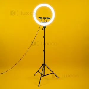 Кільцева світлодіодна LED лампа з діаметром 45 см на штативі 2.1м з подарунковою кільцева лампа 26 см, картинка 1