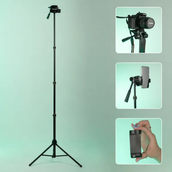 Штатив тринога висотою 2м для фотоапарата, телефону, камери з чохлом 