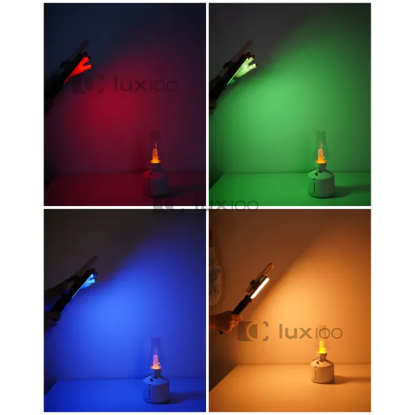 Портативный видеосвет с RGB подсветкой размером 10,3х7,5см и креплением для телефона
