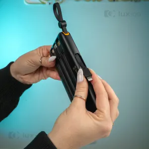 Повербанк XO 10000 mAh со встроенными кабелями + 2 USB-провода для вай-фай роутера 9V/12V в подарок, картинка 1