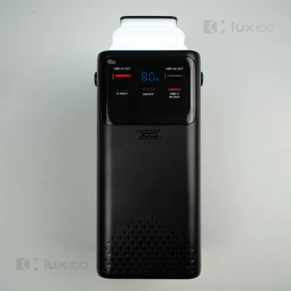 Повербанк XO 50000 mAh 22,5W PD20 з висувним LED-ліхтарем + 2 USB-дроти для вай-фай роутера 9V/12V в подарунок