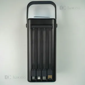 Повербанк XO 50000 mAh 22,5W PD20 с выдвижным LED-фонарем + 2 USB-провода для вай-фай роутера 9V/12V в подарок, картинка 2