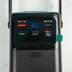 Повербанк XO 30000mAh 22,5W с выдвижным LED-фонарем + 2 USB-провода для Wi-Fi роутера 9V/12V в подарок, картинка 2