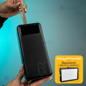 Повербанк 60000 mAh 22,5W со встроенными кабелями + светодиодная USB LED-лампа 10х15 см в подарок