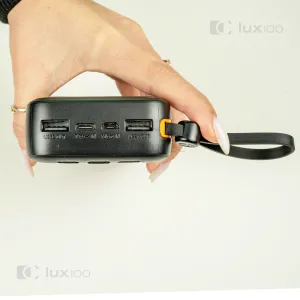 Повербанк XO 20000 mAh 10W со встроенными кабелями + светодиодная LED-лампа 10х15 см USB в подарок, картинка 2