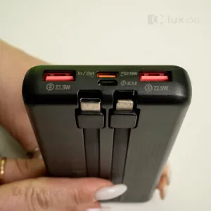 Повербанк Borofone 10000 mAh со встроенными кабелями + светодиодная LED-лампа 10х15 см в подарок, картинка 1