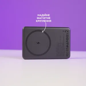 Магнітний повербанк MagSafe HOCO 10000 mAh з Type-C та бездротовою зарядкою, картинка 1
