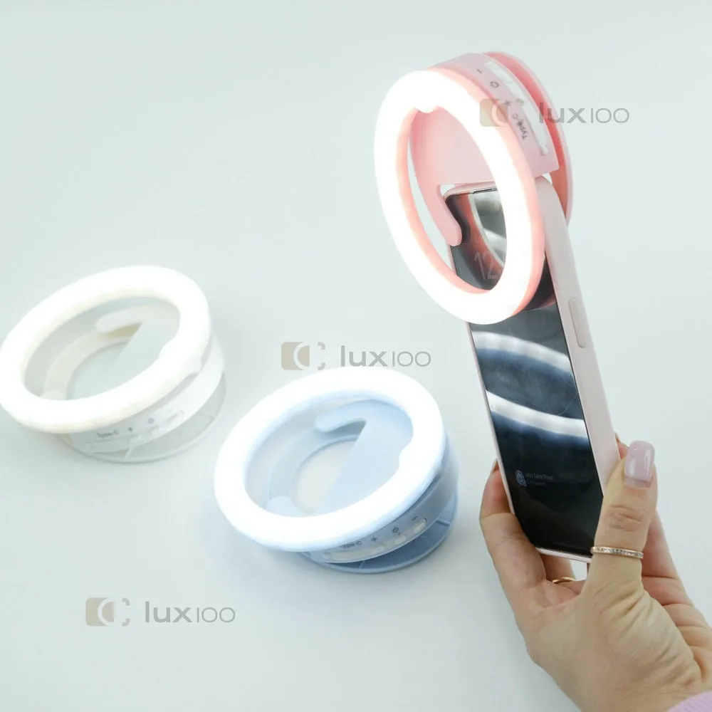 Селфі спалах 10 см LED на акумуляторі з 5 рівнями освітлення та кріпленням на телефон Селфі спалах 10 см LED на акумуляторі з 5 рівнями освітлення та кріпленням на телефон