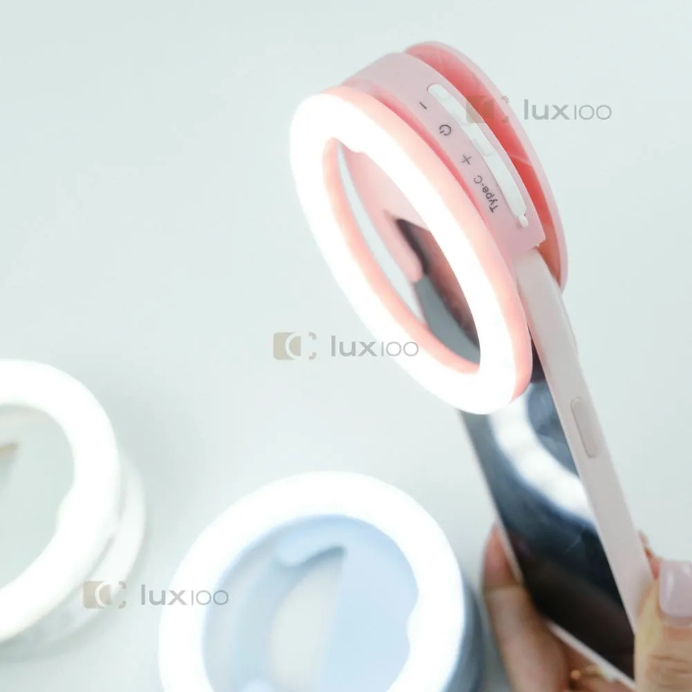 Селфі спалах 10 см LED на акумуляторі з 5 рівнями освітлення та кріпленням на телефон Селфі спалах 10 см LED на акумуляторі з 5 рівнями освітлення та кріпленням на телефон
