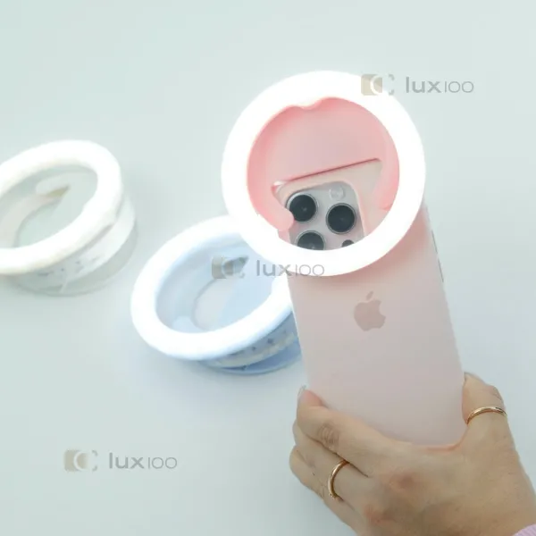 Селфі спалах 10 см LED на акумуляторі з 5 рівнями освітлення та кріпленням на телефон Селфі спалах 10 см LED на акумуляторі з 5 рівнями освітлення та кріпленням на телефон