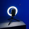 Кільцева світлодіодна LED лампа 20 см на тринозі з живленням від павербанку та мережі 220 В Кільцева світлодіодна LED лампа 20 см на тринозі з живленням від павербанку та мережі 220 В