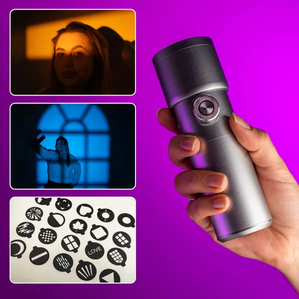 Фотоліхтар на акумуляторі з трафаретами для креативного фону фото та відео Фотоліхтар на акумуляторі з трафаретами для креативного фону фото та відео