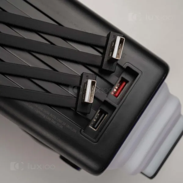 Повербанк PowerWay 80000 mAh 22,5W з висувним LED-ліхтарем + 2 USB-дроти для вай-фай роутера 9V/12V в подарунок Повербанк PowerWay 80000 mAh 22,5W з висувним LED-ліхтарем + 2 USB-дроти для вай-фай роутера 9V/12V в подарунок