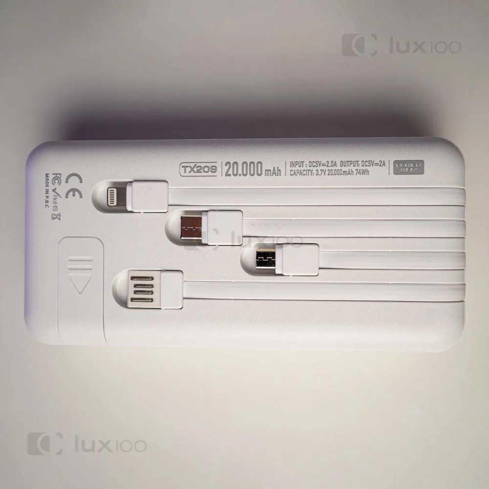 Повербанк PowerWay 20000mAh з вбудованими кабелями (Білий) + 2 USB-проводи для Wi-Fi роутера 9V/12V в подарунок Повербанк PowerWay 20000mAh з вбудованими кабелями (Білий) + 2 USB-проводи для Wi-Fi роутера 9V/12V в подарунок
